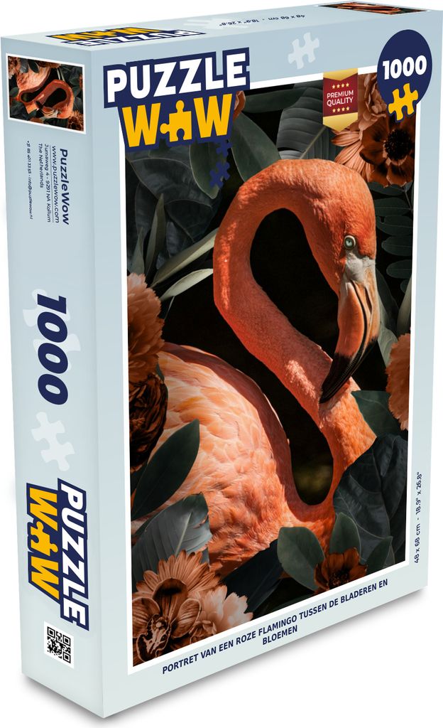 MuchoWow Puzzle 1000 Teile Flamingo - Rosa - Blätter - Spielzeug - Alt und Jung - Spiele - Puzzeln