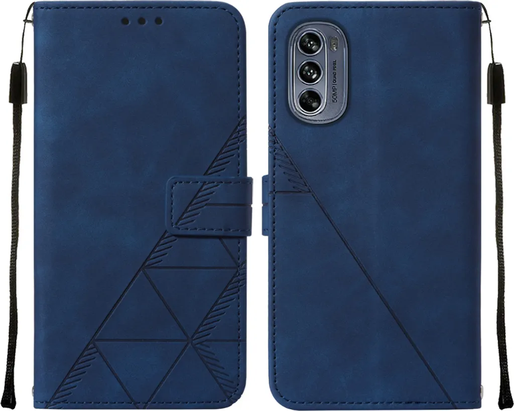 Custodia Flip Blu Motorola Moto G62 5G Goffratura Porta Carte