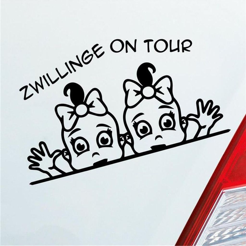 Auto Aufkleber Zwillinge on Tour Board Baby Mädchen 19x11 cm Schwarz Matt Sticker Heckscheibenaufkleber