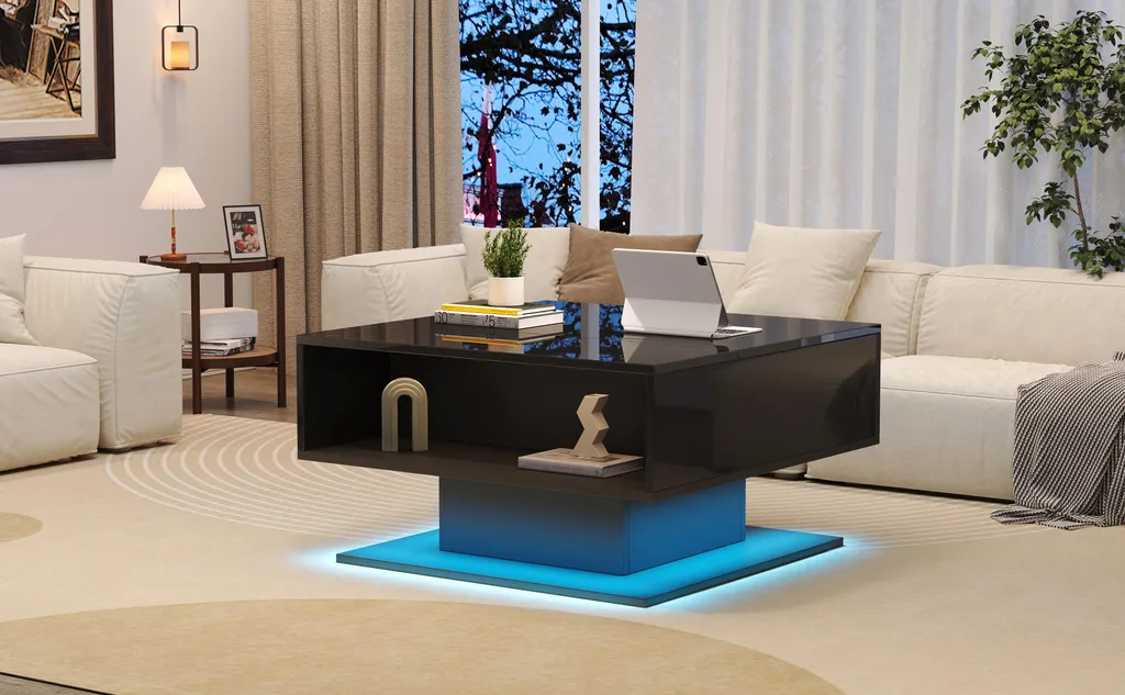 Table basse hydraulique ergonomique avec espaces de rangement ouverts - 5