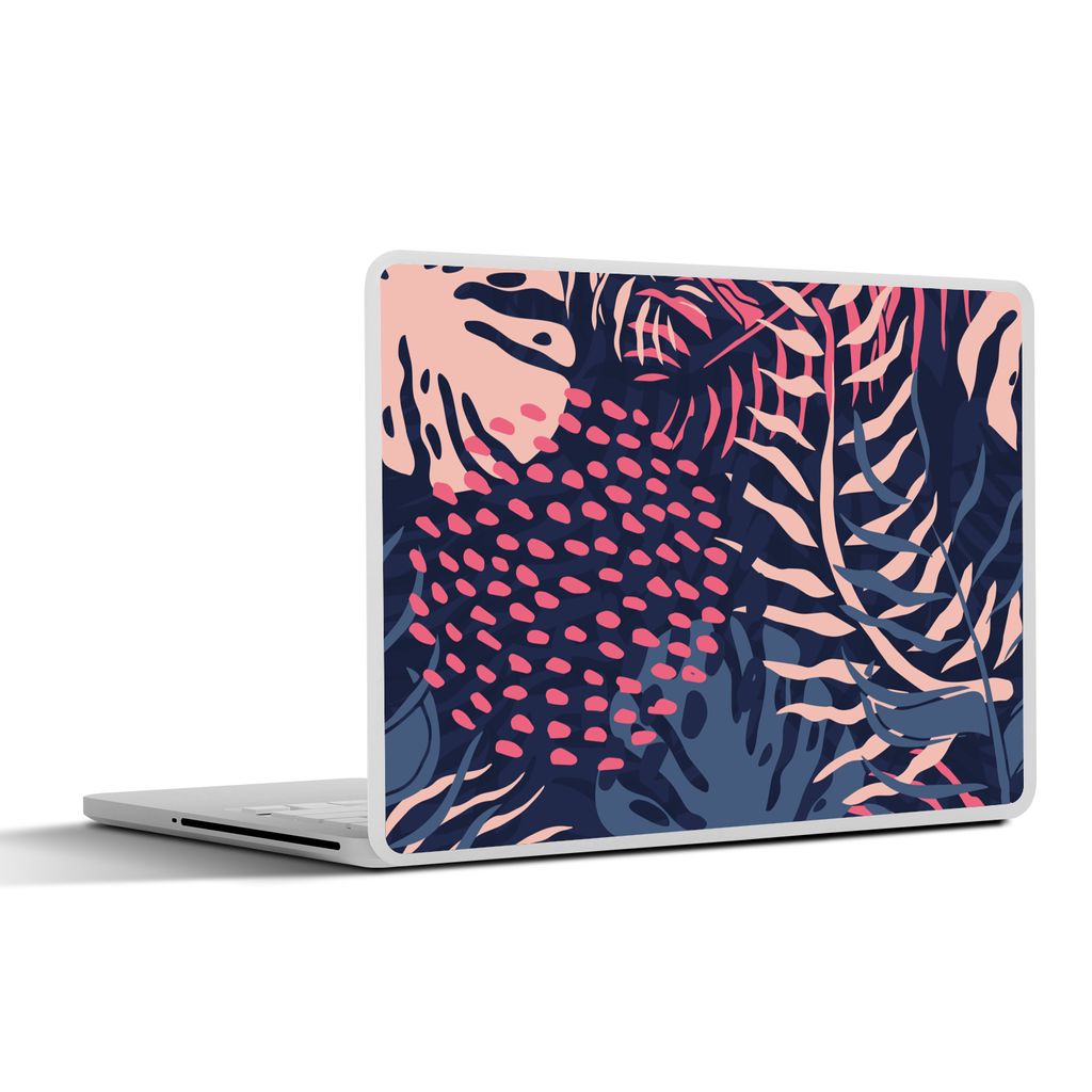 MuchoWow Laptop Aufkleber Sticker Cover Blätter - Tropisch - Muster - Mädchen - Kinder - Rosa - Mädchen 25x18 cm - Laptop-Deko