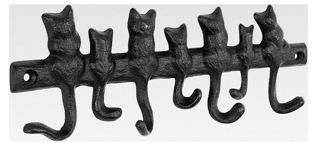 Wandhaken Katze aus Gusseisen 25 cm Dunkelrostfarben Dekohaken Garderobenhaken Kleiderhaken Schlüsselhaken