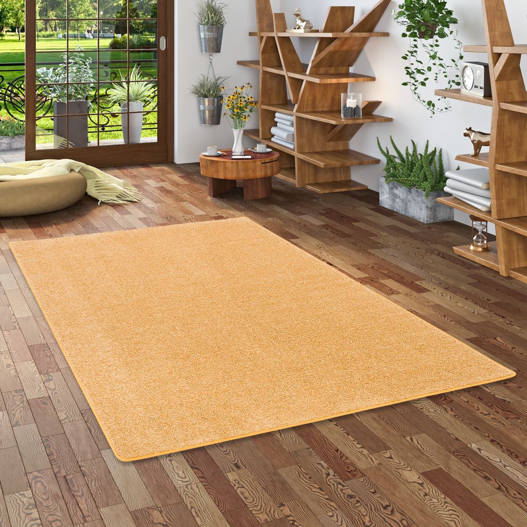 Hochflor Langflor Teppich Cottage Curry, Größe:133x133 cm
