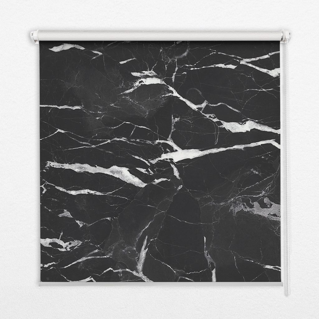 Seitenzug-Rollo Fensterrollo Jalousie - Thermo-Rollo Verdunkelungsrollo - 80x140 cm - Schwarzer Marmor