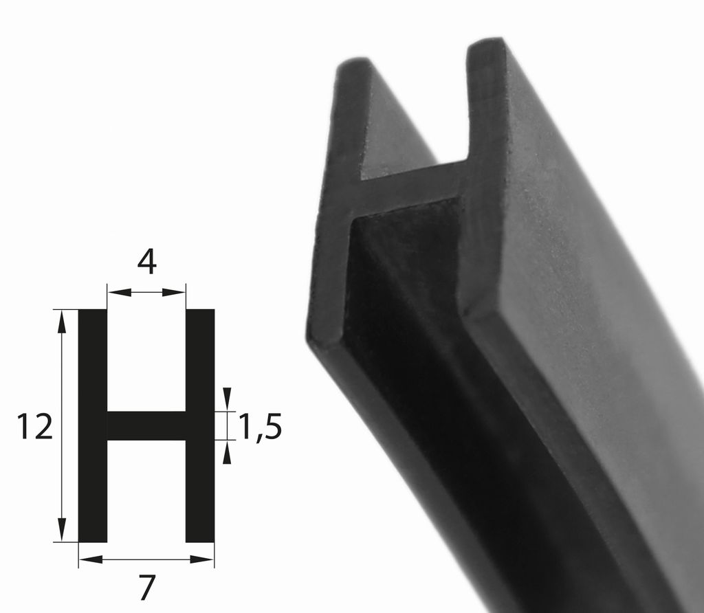H9 - H-Profil EPDM schwarz Vollgummi H-Profil Dichtung Produktbild 