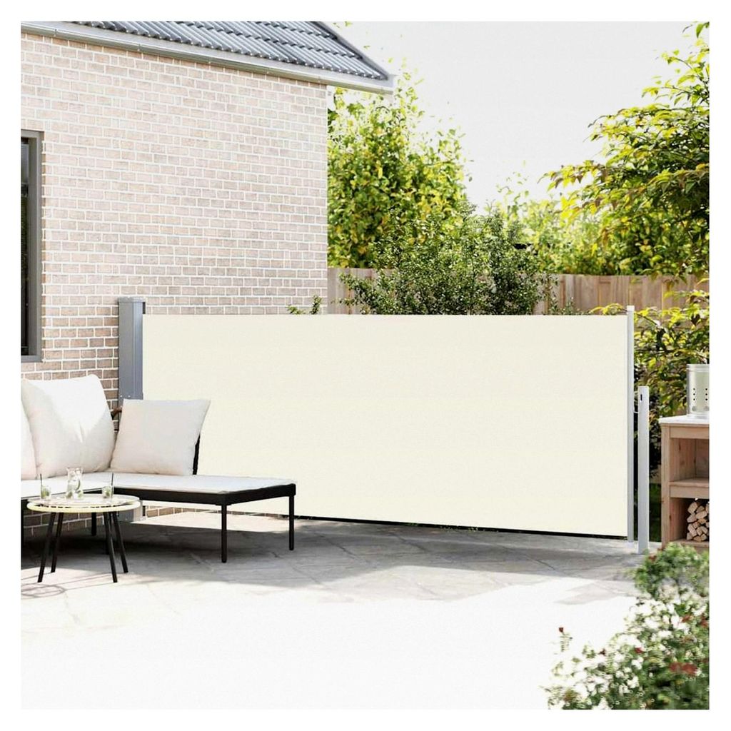Ausziehbare Seitenmarkise 140×500 cm Creme für den Außenbereich, Gärten und Innenhöfe
