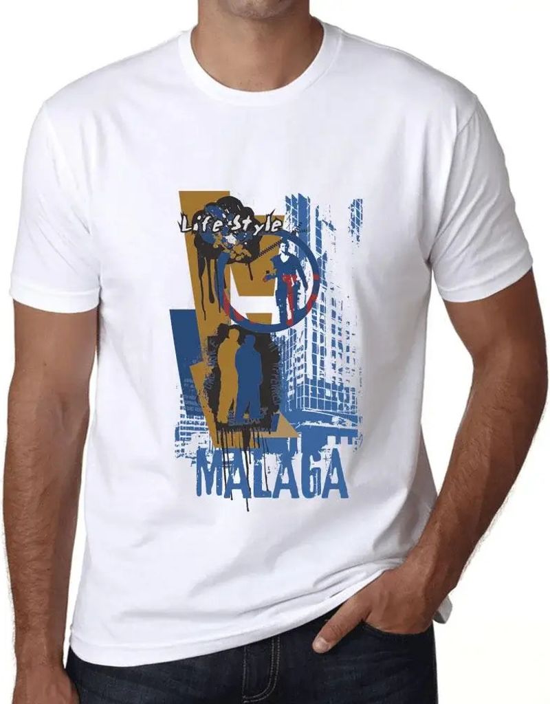 Herren Grafik T-Shirt Malaga Lebensstil – Malaga Lifestyle – Öko-Verantwortlich Vintage Jahrgang Kurzarm Lustige Druck Geburtstag Geschenk Mann