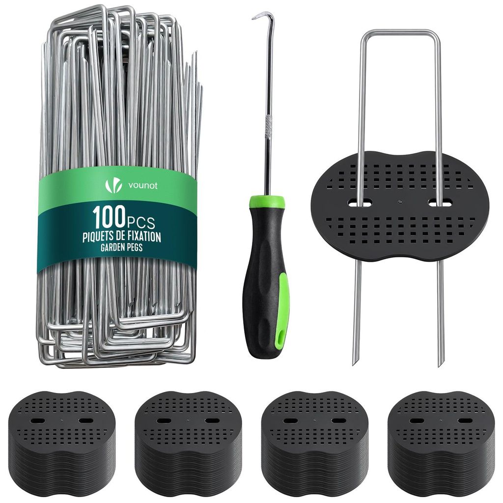 VOUNOT® 100 U-Erdanker Heringe mit 50 Scheiben 150×30 mm Produktbild 