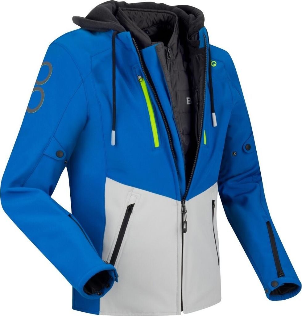 Bering Rotor Softshell wasserdichte Motorrad Textiljacke, blau/grau, L