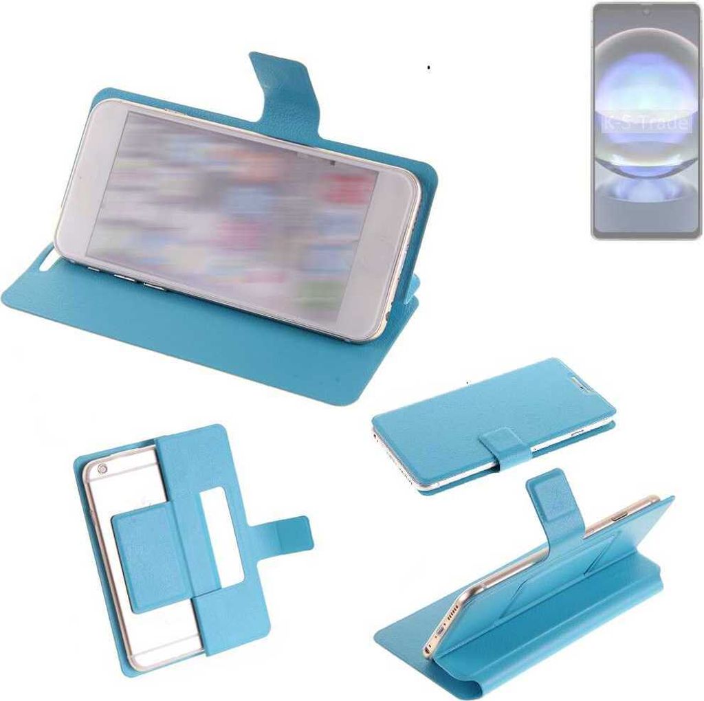 K-S-Trade Schutzhülle Handyhülle kompatibel mit Sharp Aquos R8 Flip cover Handy case Smartphone Klapphülle blau