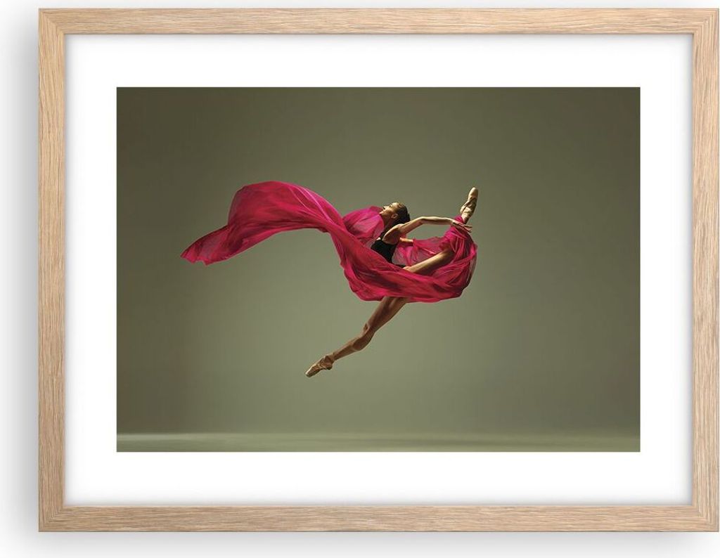 Gerahmtes Poster - Rahmen in heller Eiche - Tänzer Ballett Künstler - 40x30 cm - Wand Bild - Wanddeko - Wandbilder - Kunstposter - Wandposter - B...