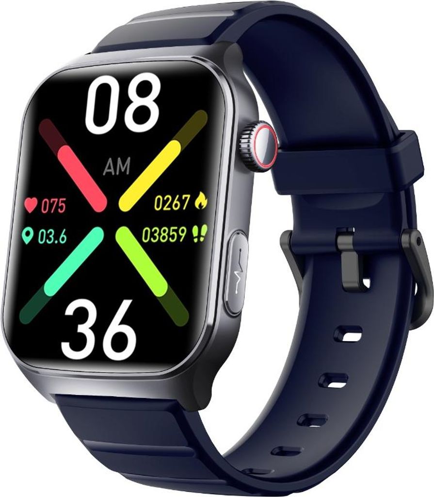 INF Smartwatch F320 Gesundheitsmonitoring Bluetooth 5.3 7-10 Tage Akkulaufzeit Blau