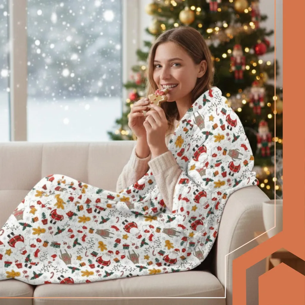 Plaid de Noël Moelleux 150x200 cm Couverture Chaude pour Lit et Canapé