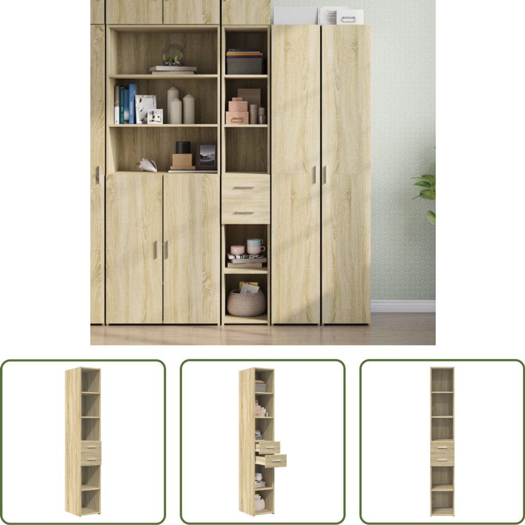 The Living Store Highboard Sonoma-Eiche 30x42,5x185 cm Holzwerkstoff