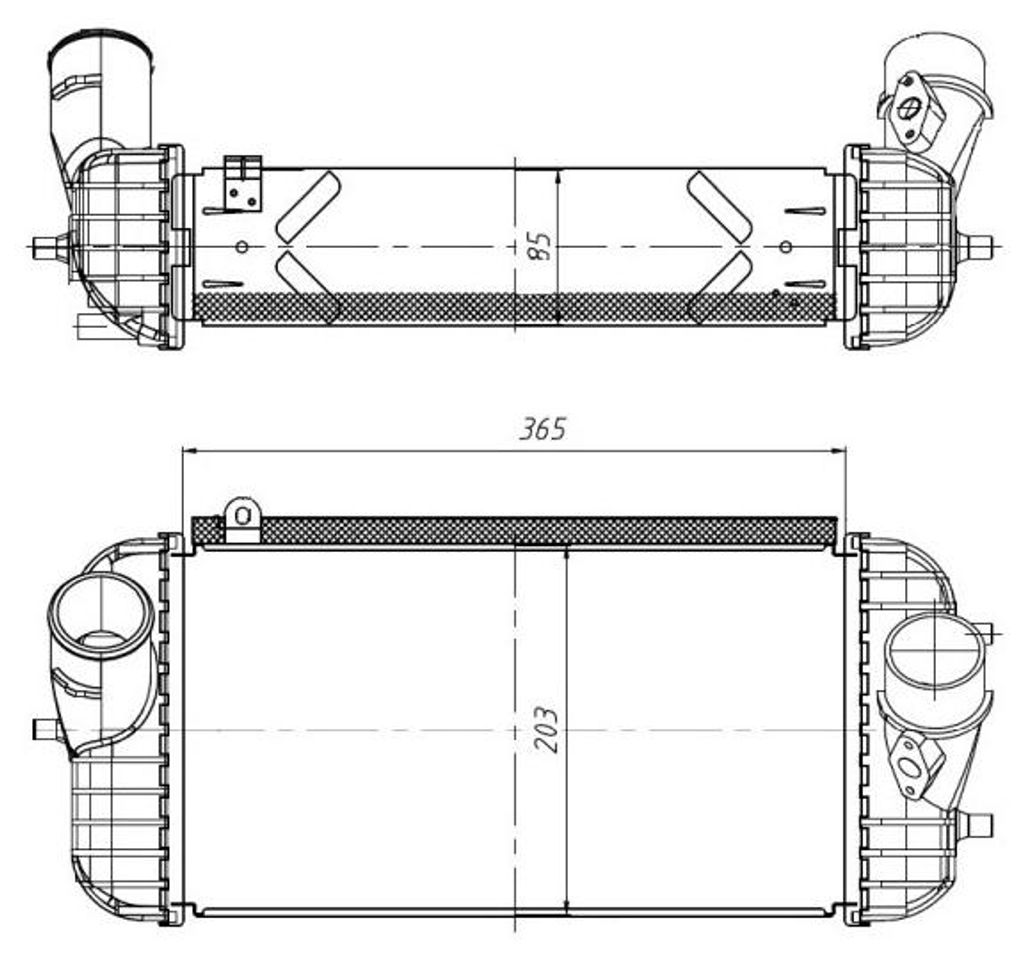 Ladeluftkühler Kühlrippen gelötet 365 mm - 203 mm NRF für u.a. HYUNDAI SANTA