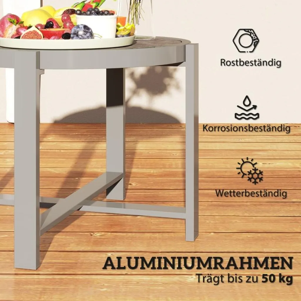 Table Basse Extérieure Résistante aux Intempéries Design Marbre Gris - 6