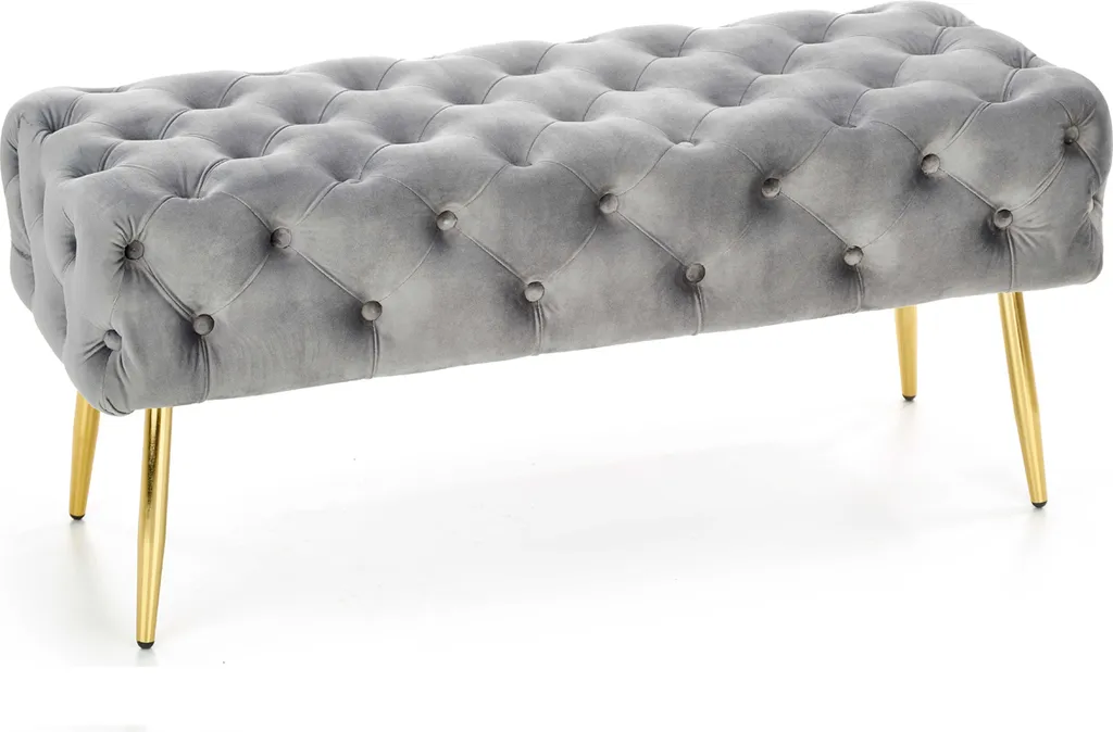 Halmar Athena Banc rembourré gris et or pour couloir et entrée chic