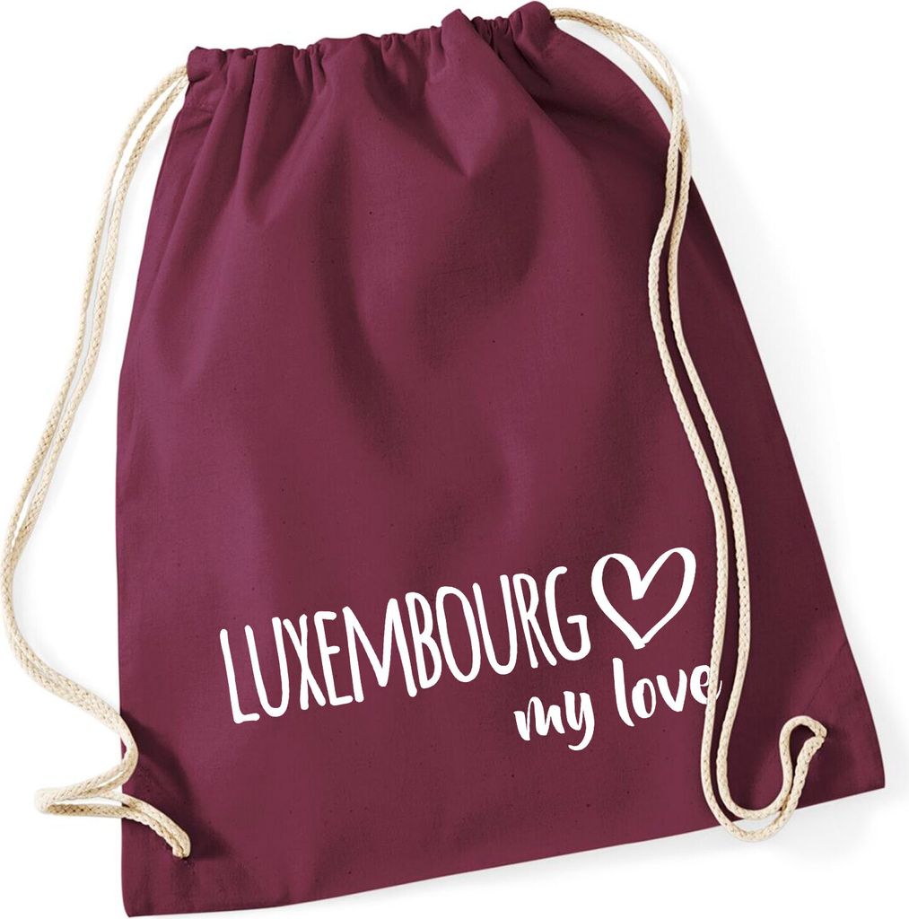 Huuraa Turnbeutel Luxembourg my love 12 Liter Burgundy Baumwolle Rucksack Geschenkidee