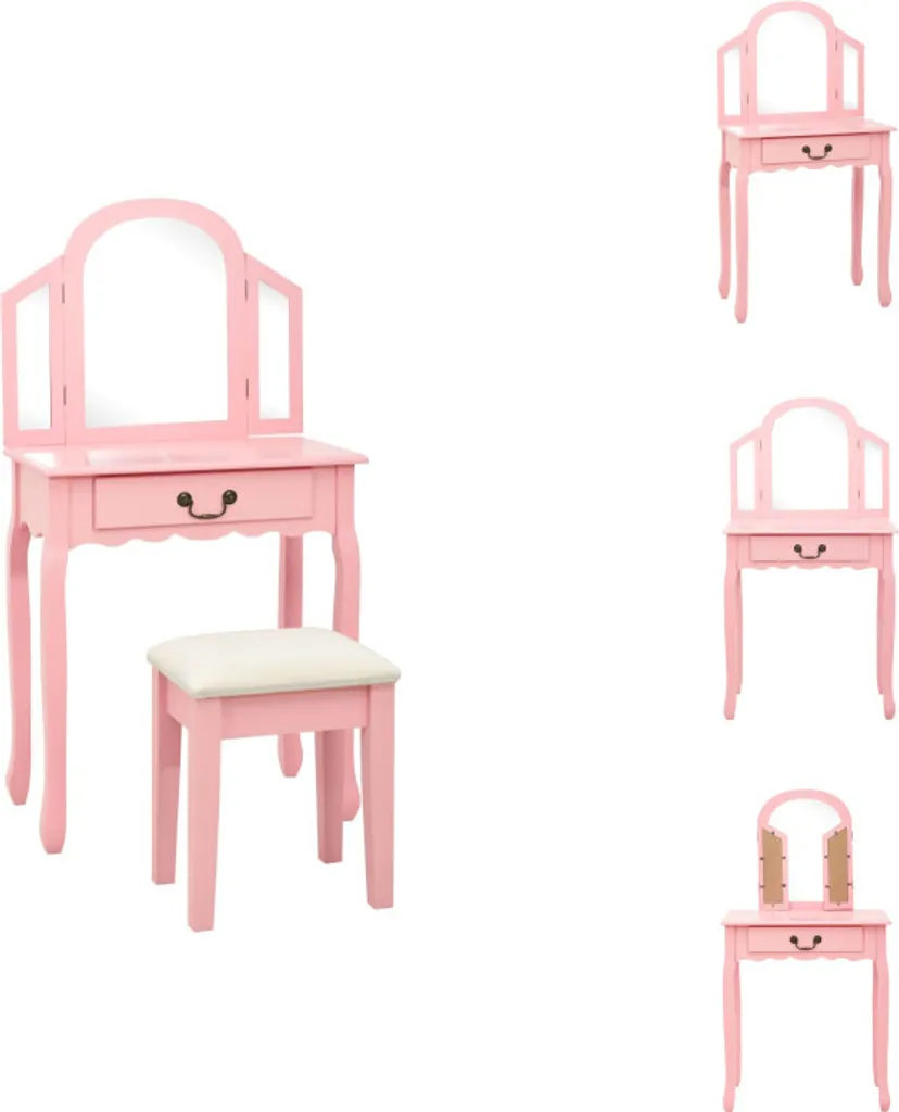 Occasione Tavolino da Trucco Rosa vidaXL con Sgabello - Legno e MDF