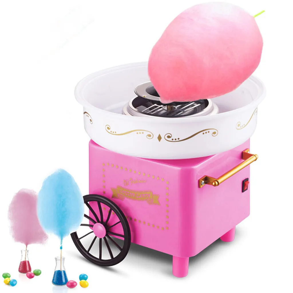 Machine à barbe à papa design rétro rose avec bol amovible facile à laver