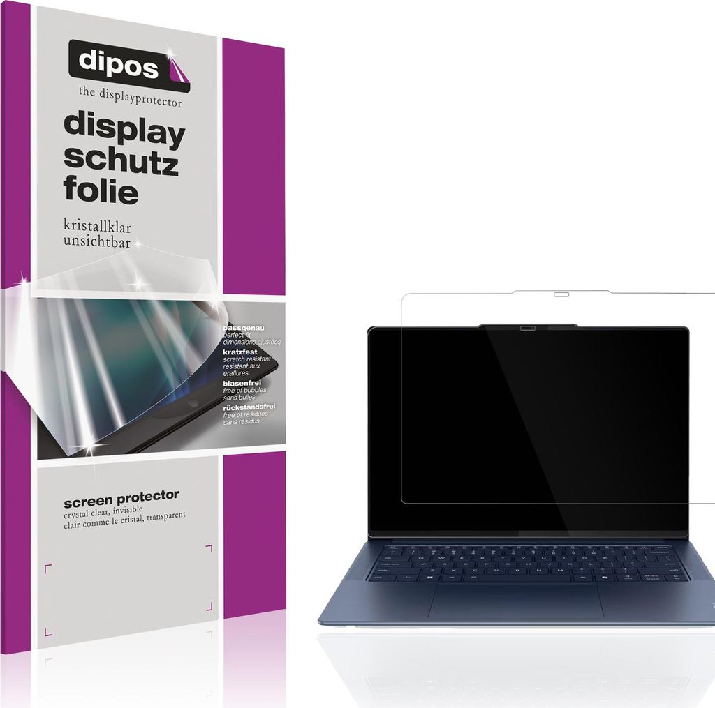 2x Schutzfolie für Lenovo Yoga Slim 7 14Q8X9 klar Displayschutzfolie Folie Display Schutz dipos