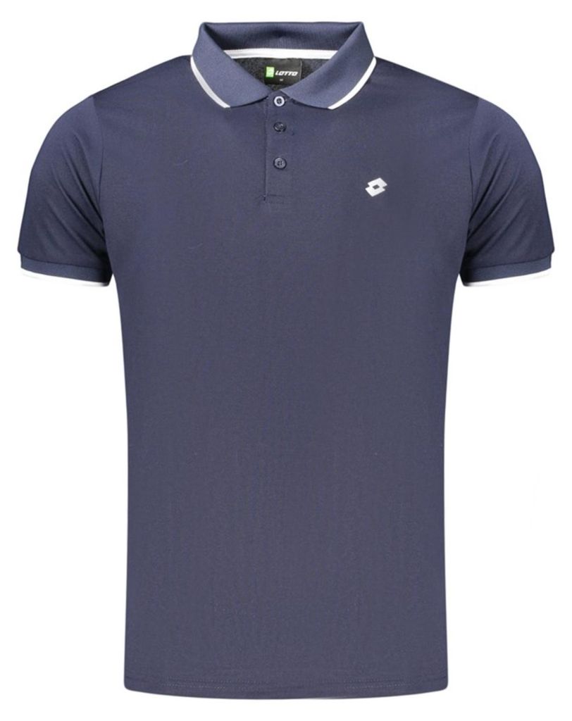 Herren Kurzarm Poloshirt Blau mit Kontrastdetails und Druck