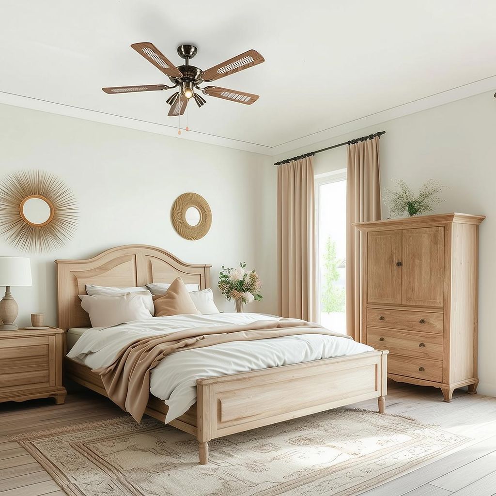 QAZQA - Modern Bronzefarbener Deckenventilator mit beleuchtung mit Holz 110cm 3-Leuchten mit Zugschalter - Mistral I Wohnzimmer I Schlafzimmer - St...