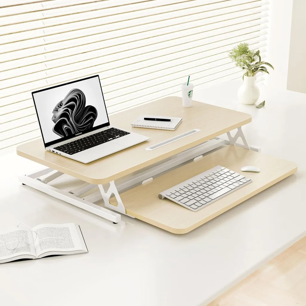 Bureau Assis-Debout Réglable 80x40cm Noir avec Support Clavier - Modèle S1