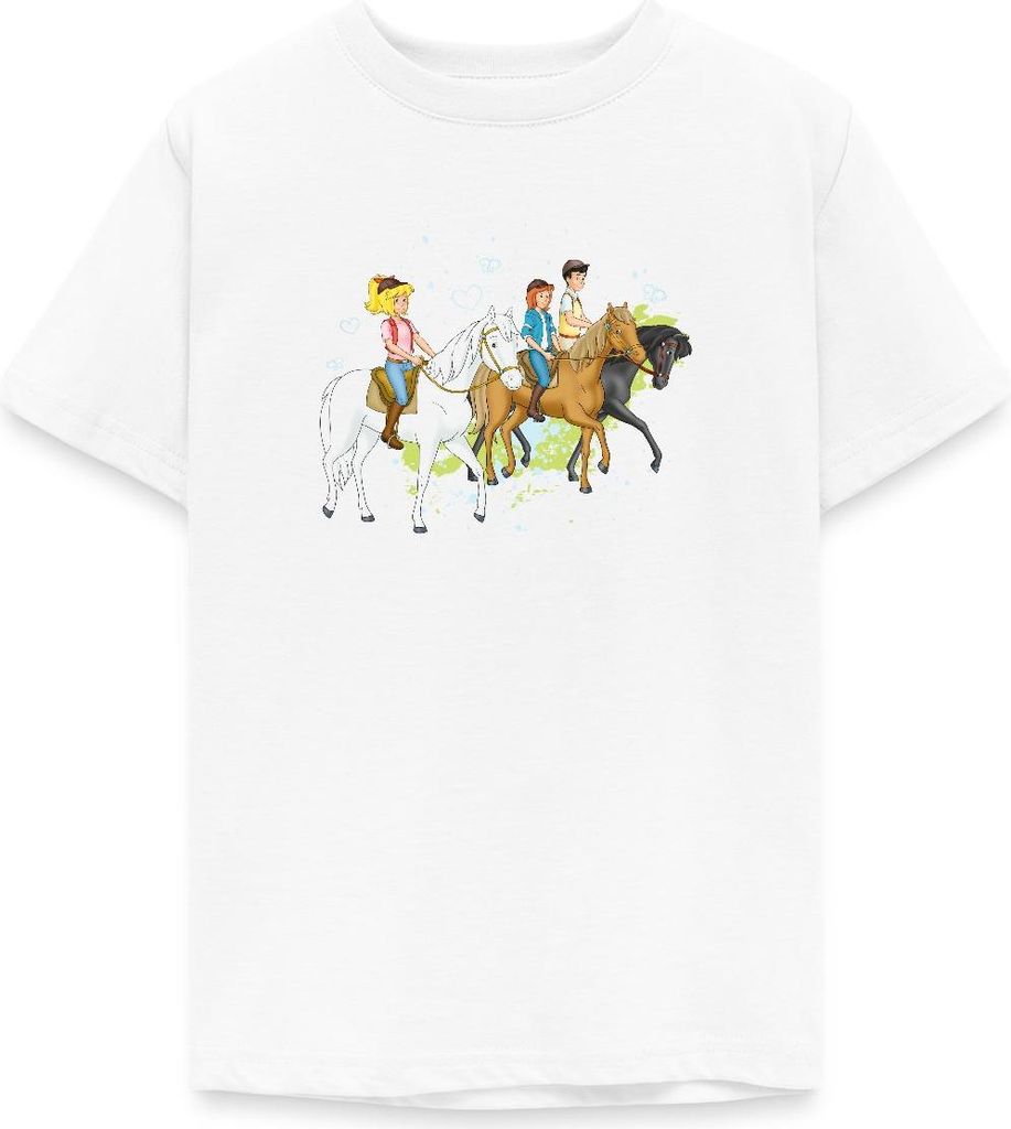 Spreadshirt Bibi Und Tina Ausritt Mit Alexander Falkenstein Teenager T-Shirt, 152/164 (12-14 Jahre), Weiß