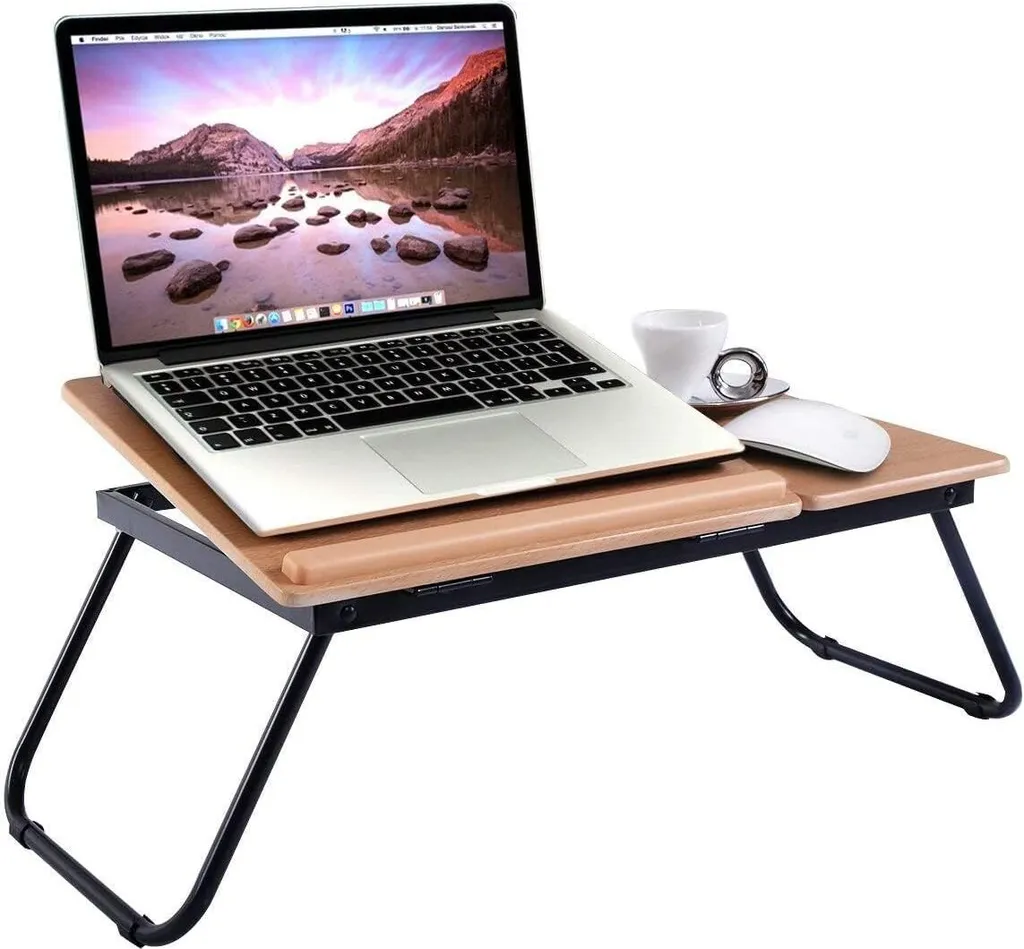 Table d'ordinateur portable LIFEZEAL pour lit, bureau pliable en bois