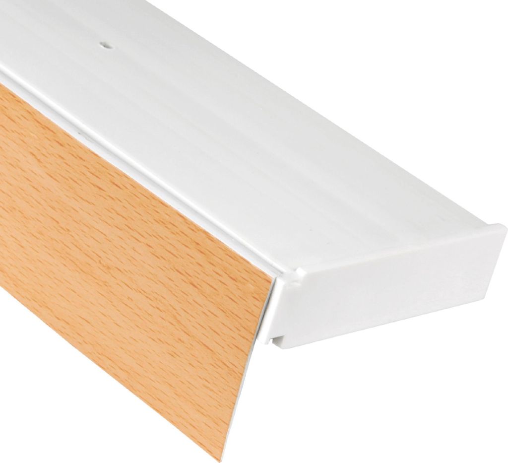 1-Läufige Vorhangschiene mit Innenlauf aus Kunststoff in 90cm, Kunststoff Blende "BUCHE" Optik, Gardinenschiene