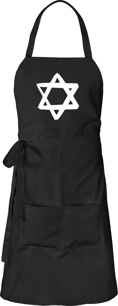Huuraa Schürze Davidstern Judentum Schwarz mit Taschen Baumwolle Kochschürze Geschenkidee