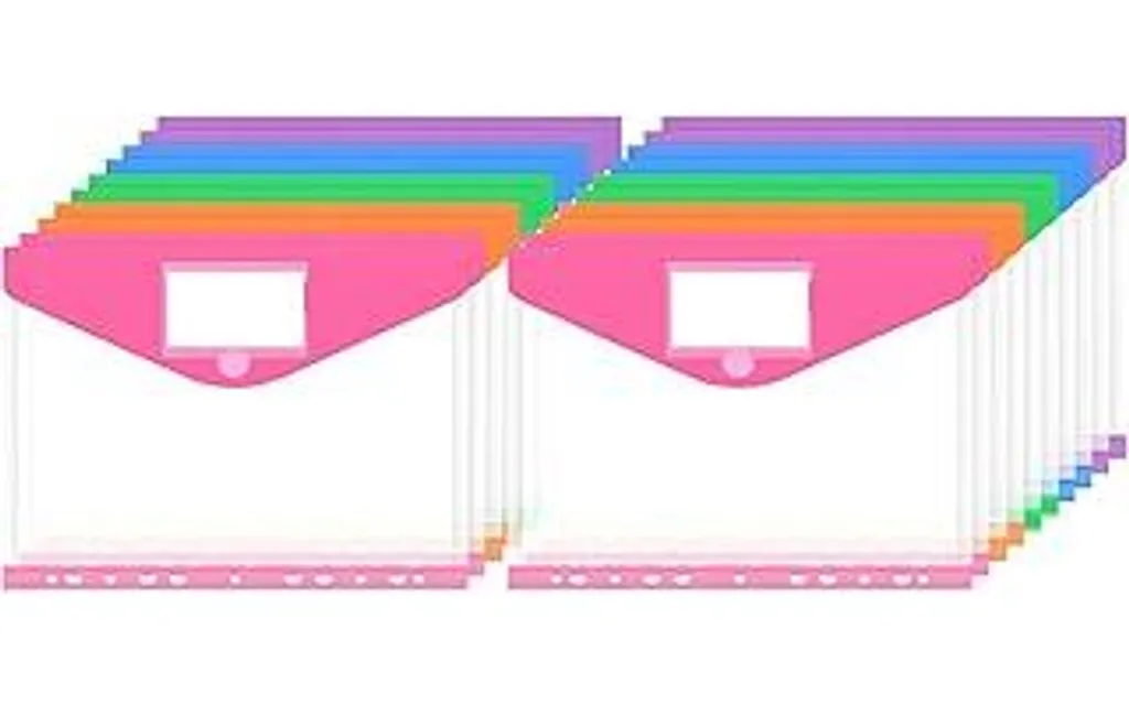 20 Buste A4 per Scuola e Casa - Tasche Colorate con Chiusura Velcro