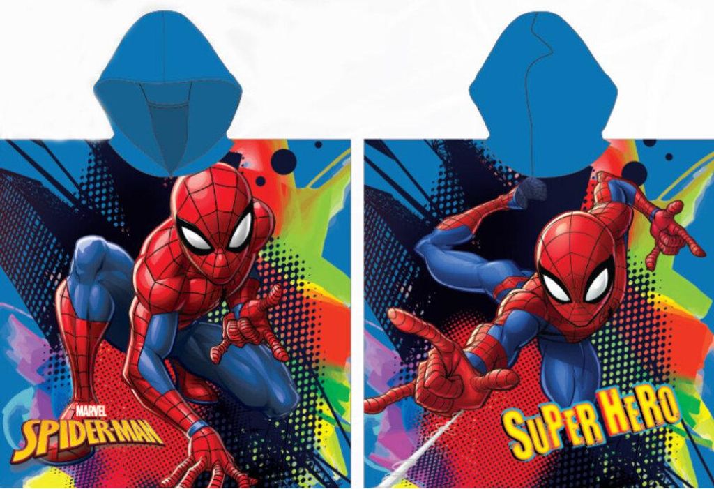 Poncho Spiderman - 55x110 cm con cappuccio Immagine del prodotto 