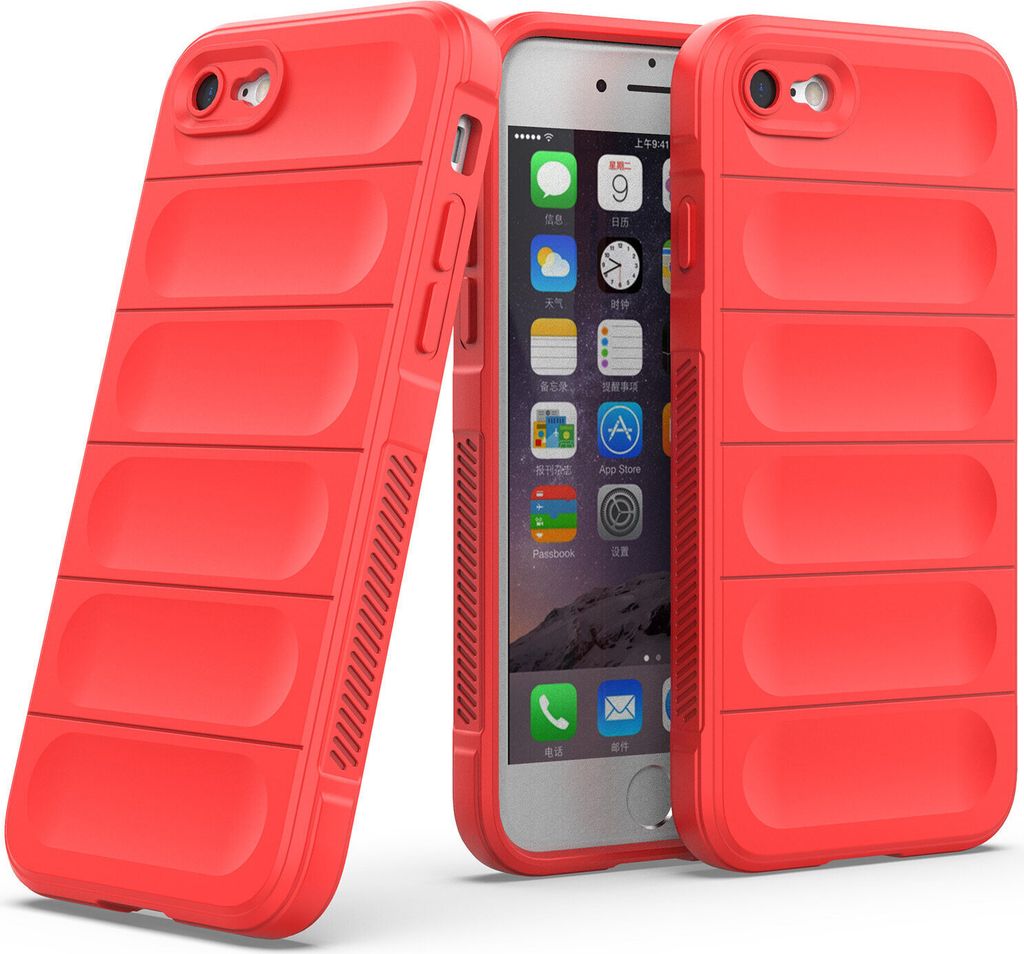 iPhone SE 2022 Hülle, Weich TPU Silikon Stossfest Anti-rutsch Schutzhülle für iPhone SE 2022/SE 2020/ 8 / 7 Rot