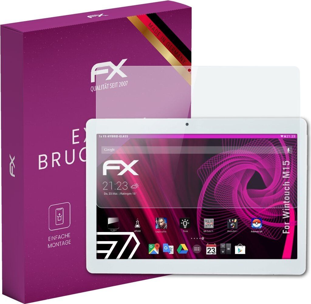 atFoliX FX-Hybrid-Glass Displayfolie kompatibel mit Wintouch M15 Glasfolie