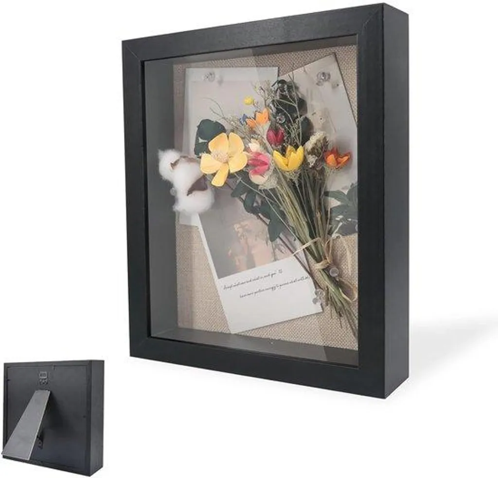 Cadre photo 3D profond 22x22 cm en bois pour décoration DIY créative