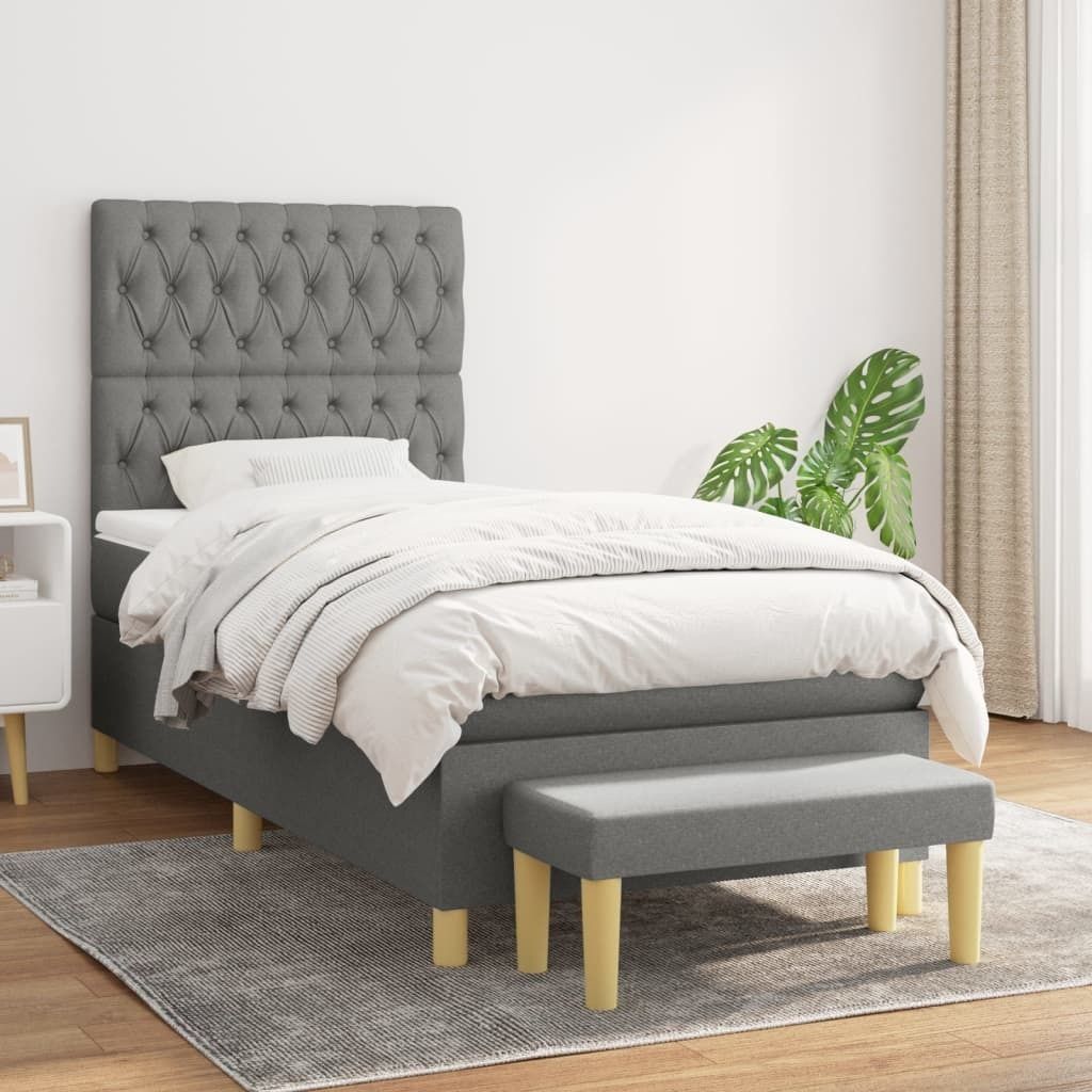 Maison Exclusive - Boxspringbett mit Matratze Dunkelgrau 100x200 cm Stoff