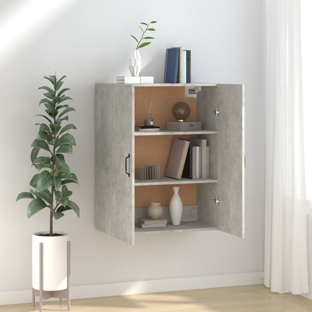 The Living Store Hängeschrank Betongrau 69,5x34x90 cm Holzwerkstoff