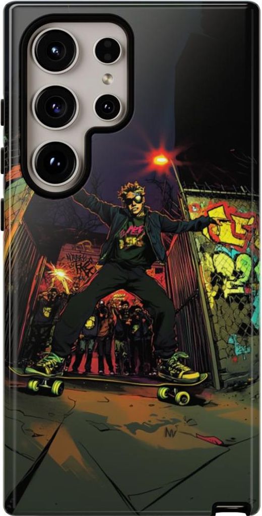 Skateboard-Trick bei Nacht mit Graffiti – Hülle Kompatibel mit Samsung Galaxy S24 Ultra