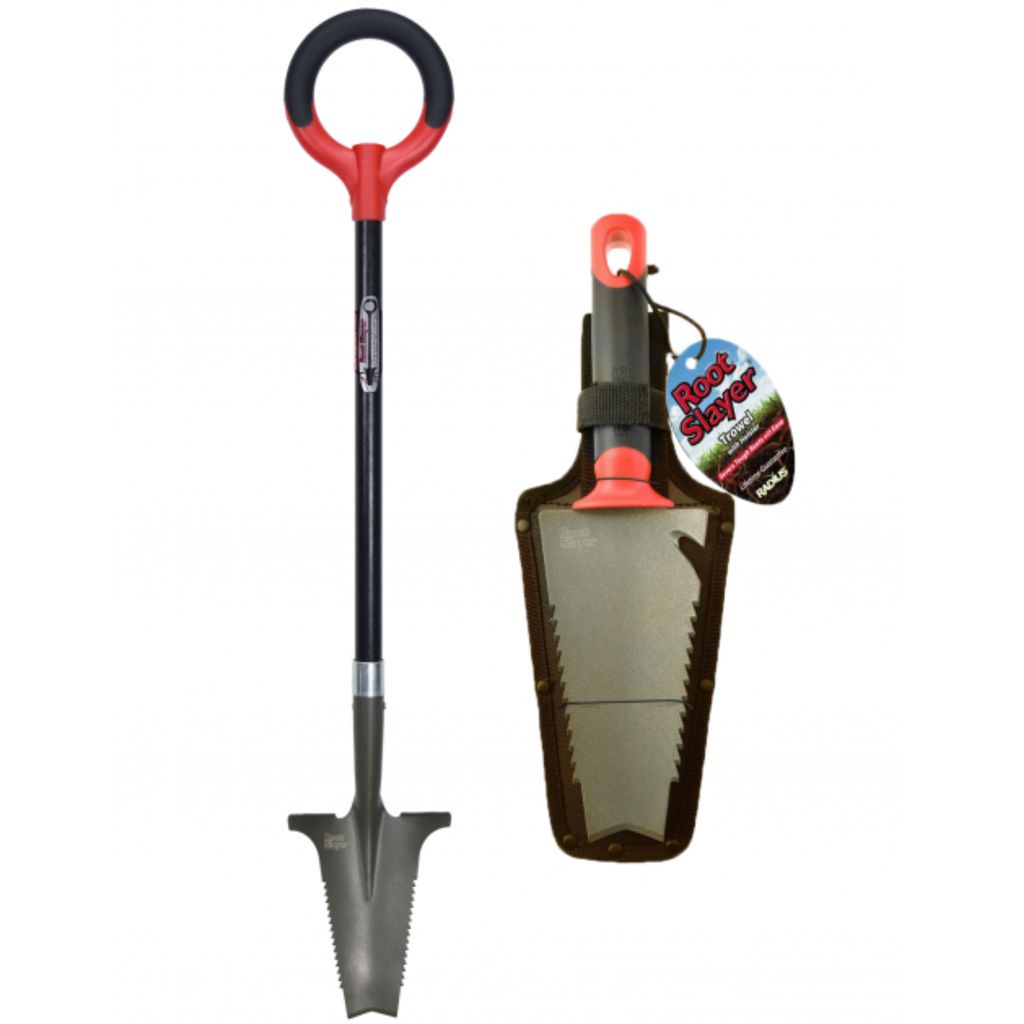 Root Slayer Set Beetspaten + Blumenkelle, ergonomisch & robust, Spaten & Schaufel mit Schneidspitze & Wurzelsäge, rot