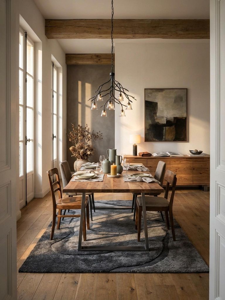 Esszimmertisch 200x100x76 cm Akazie Massivholz / Metall Esstisch Baumkante, Küchentisch Massiv mit Trapezbeinen in Chrom, Holztisch Speisetisch Es...