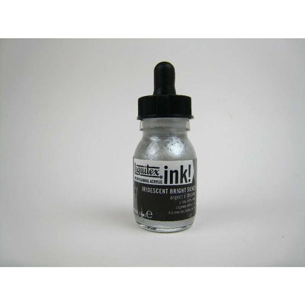 Liquitex 4260236 flüssige Professional Acrylfarben - Ink, Tusche, 30 ml, hochpigmentierte Airbrushfarbe, lrisierendes helles silber