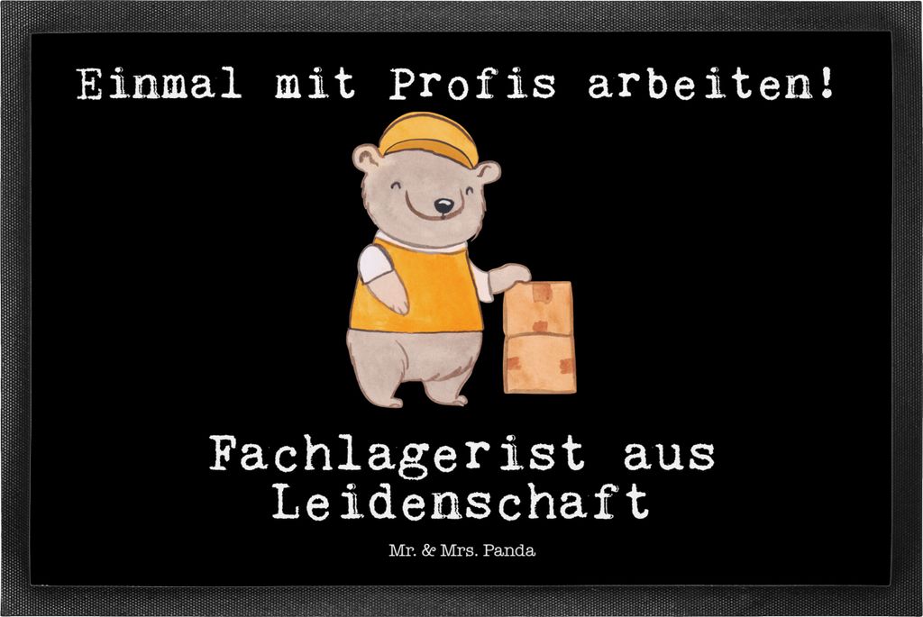 Mr. & Mrs. Panda Schuhabstreifer Fachlagerist Leidenschaft 50 x 75 cm - Schwarz - Geschenk, Lustig, Ausbildung, Schmutzfangmatte, fußmatte, Gummim...