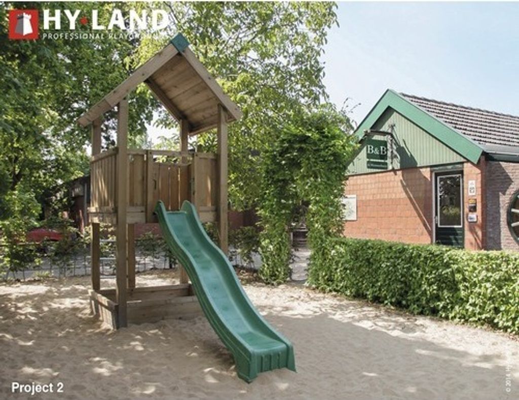 Spielturm Hyland Projekt 2 Holz mit Sandkasten, Rutsche grün
