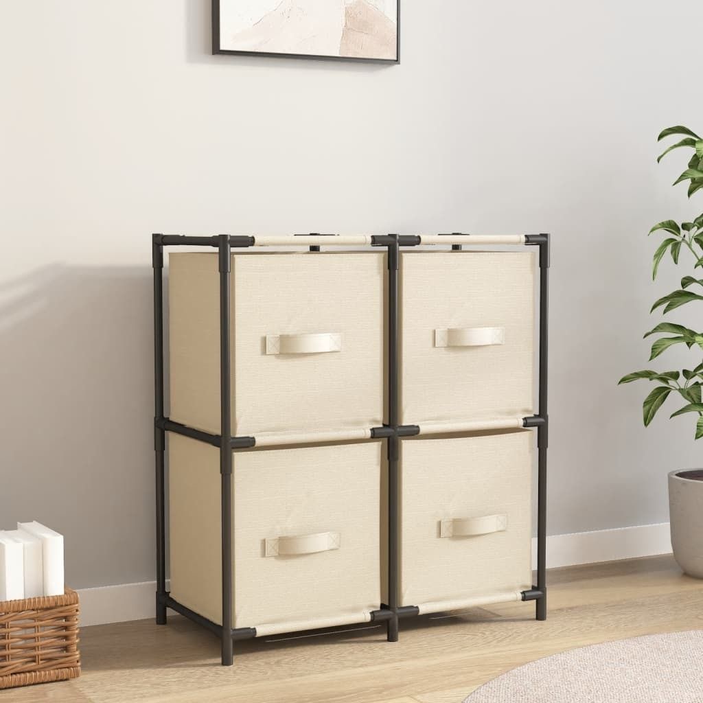 BEI CLORIS Kommode mit 4 Körben aus Stoff Creme 63×30×71cm Stahl - Kommoden 2026Neu7209898