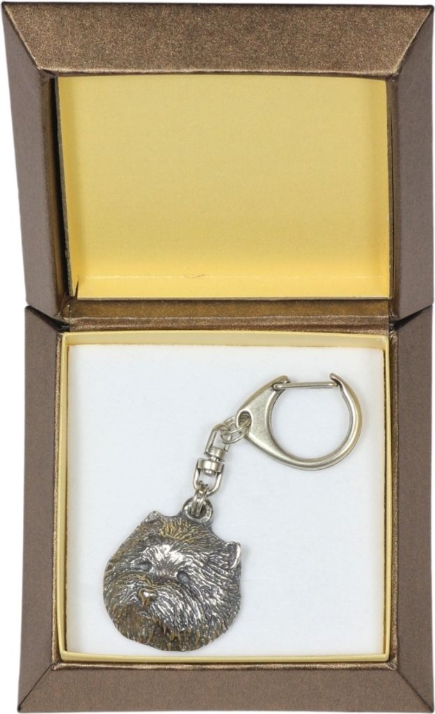 West Highland White Terrier, Weißer Hochlandterrier, Westie - Versilberter Schlüsselanhänger mit Hund in einer Geschenkbox, Handtaschenschmuck, ...