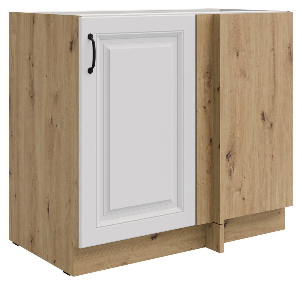 Eckunterschrank 105cm Stilo Weiß Eiche Artisan Küchenzeile Produktbild 