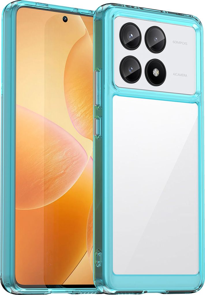 Schutzhülle für Xiaomi Poco X6 Pro/Redmi K70E Klar Rückseite Stoßfeste TPU Silikon Bumper Hülle Hellblau
