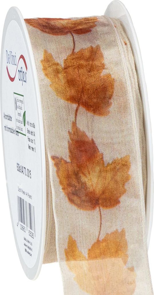 Geschenkband Herbst Webkante 40mm 15m Ahornblätter Schleifenband Dekoration Bastelbedarf